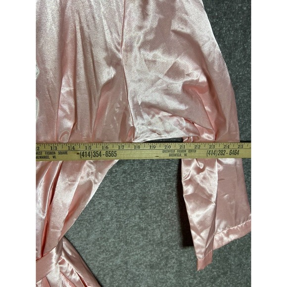 Vintage Victorias Secret Pink Satin Robe Size‎ M/L Floral Applique POCKETS - Picture 6 of 8